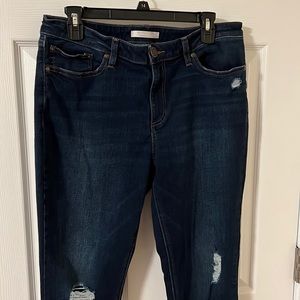 Lauren Conrad jeans with light distressing.  Dark wash.  Size 16, skinny fit